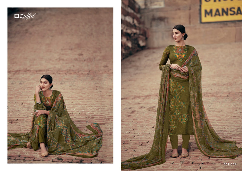 Zulfat Designer Suits Amira Pure Jam Cotton Print Work Salwar Kameez