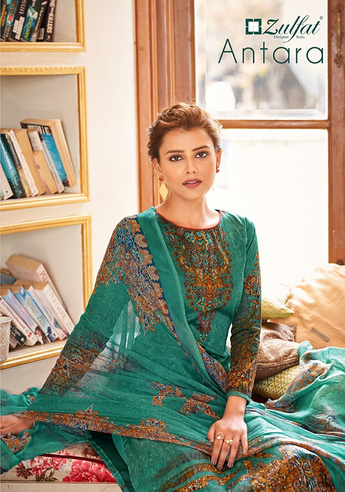 Zulfat Designer Suits Antara Pure Jam Cotton Digital Printed Work Salwar Kameez