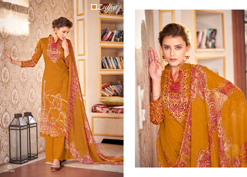Zulfat Designer Suits Antara Pure Jam Cotton Digital Printed Work Salwar Kameez