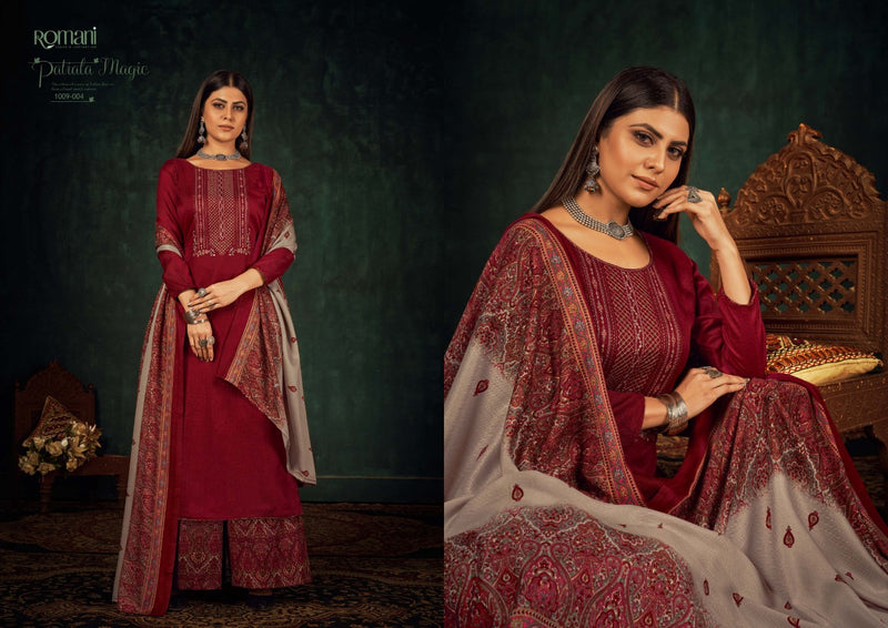 Zulfat Designer Suits Patiala Magic Pure Pashmina Print Heavy Embroidered Work Salwar Suit