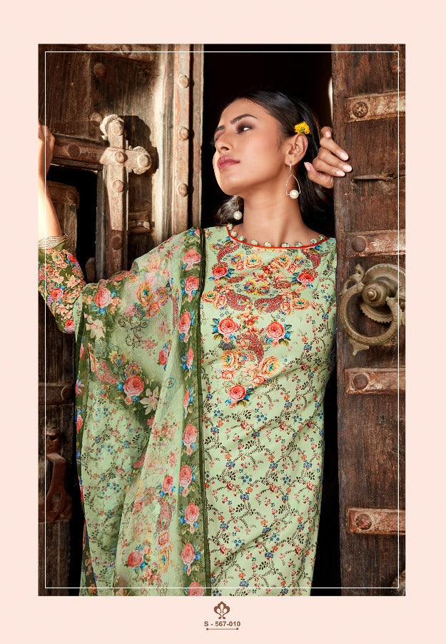 Alok Suit Banno Jam Cotton Print With Fancy Work Salwar Kameez