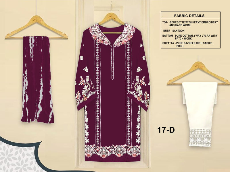 Aarshtm Dno 17 A to F Georgette With Heavy Embroidery Hand Work Stylish Designer Pakistani Kurti