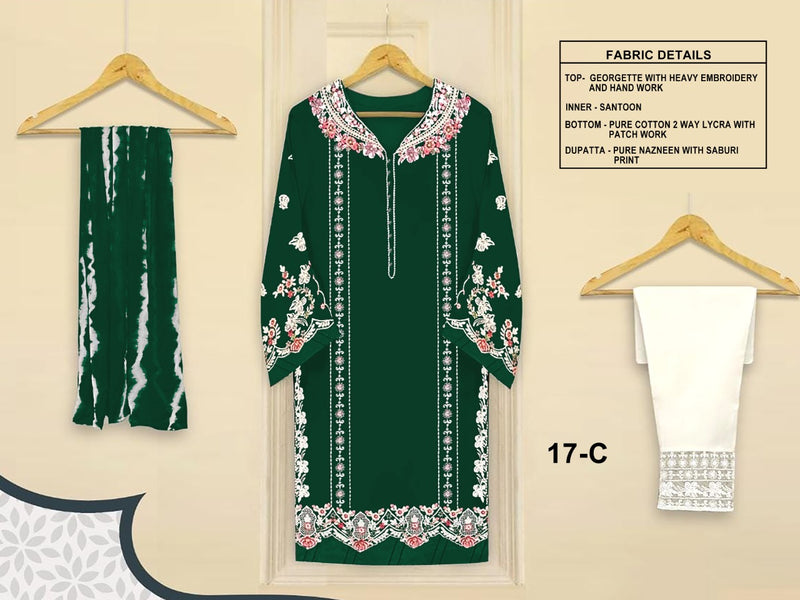 Aarshtm Dno 17 A to F Georgette With Heavy Embroidery Hand Work Stylish Designer Pakistani Kurti