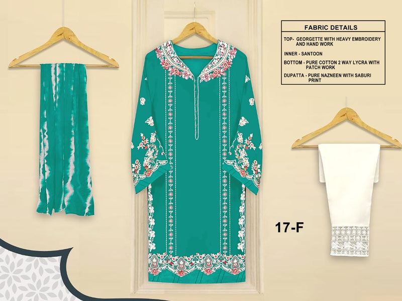 Aarshtm Dno 17 A to F Georgette With Heavy Embroidery Hand Work Stylish Designer Pakistani Kurti