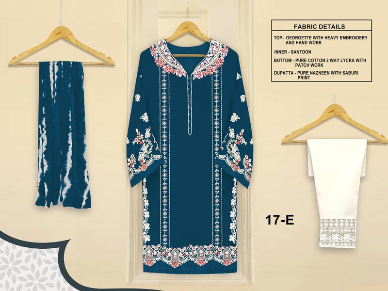 Aarshtm Dno 17 A to F Georgette With Heavy Embroidery Hand Work Stylish Designer Pakistani Kurti