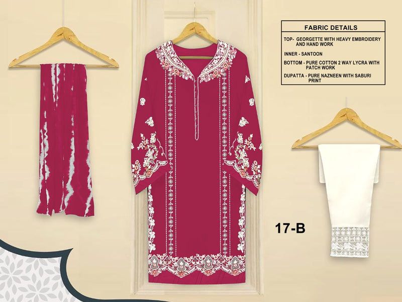 Aarshtm Dno 17 A to F Georgette With Heavy Embroidery Hand Work Stylish Designer Pakistani Kurti