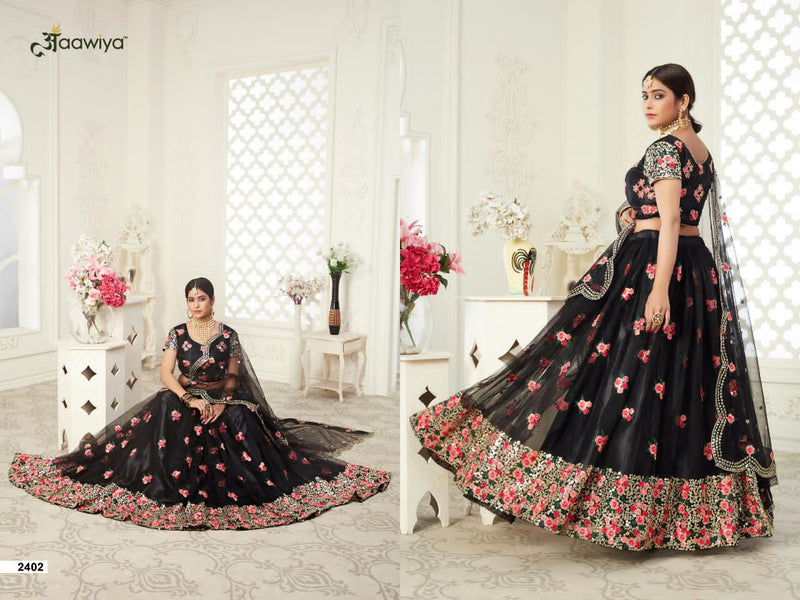 Aawiya Offical Inaayat Vol 1 Dno 2402 Butterfly Net With Embroidery Designer Wear Lehenga