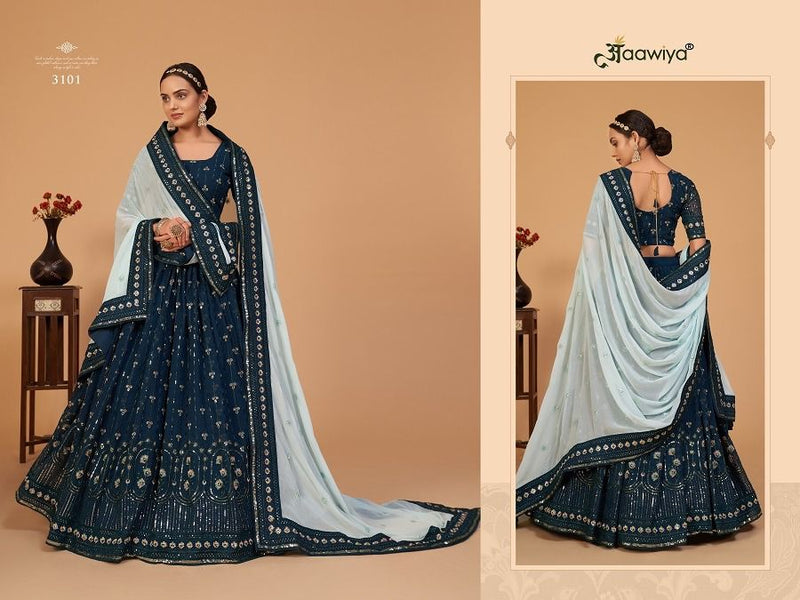 Aawiya Shanaya Vol 1 Dno 3101 Georgette With Embroidered Stylish Designer Party Wear Lehenga Choli