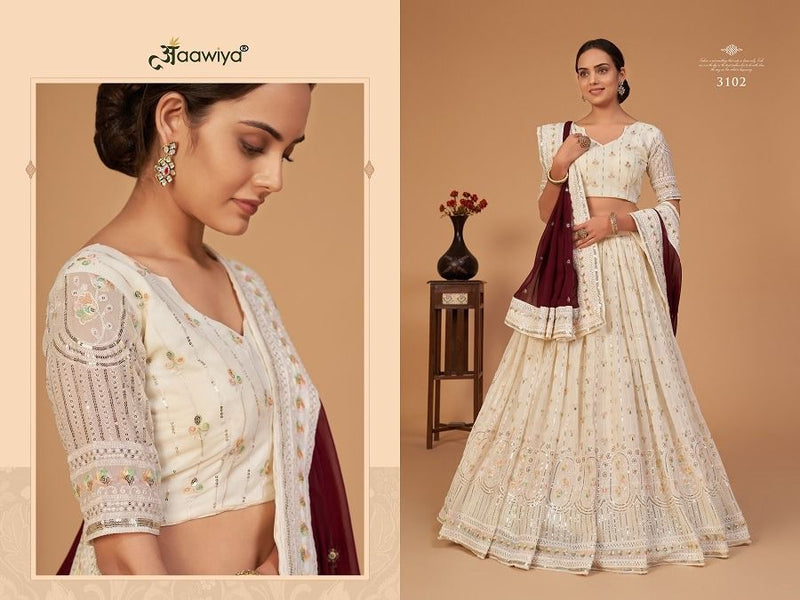 Aawiya Shanaya Vol 1 Dno 3102 Georgette With Embroidered Stylish Designer Party Wear Lehenga Choli