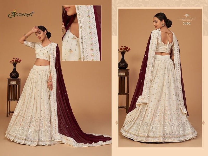 Aawiya Shanaya Vol 1 Dno 3102 Georgette With Embroidered Stylish Designer Party Wear Lehenga Choli