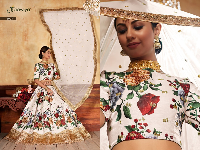 Aawiya Lishvaa Vol 1 Dno 2001 Art Silk Stylish Designer flower Printed Lehenga