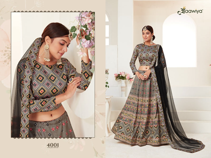 Aawiya Rosy VOL 1 4001 Ajmeri Silk Stylish  Festival Look Designer Lehenga Choli