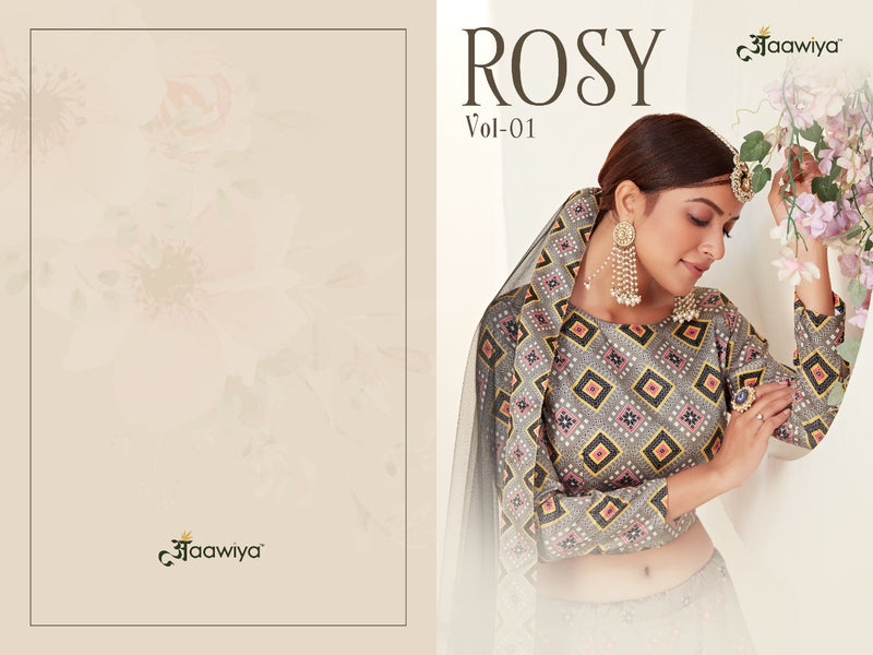 Aawiya Rosy VOL 1 4001 Ajmeri Silk Stylish  Festival Look Designer Lehenga Choli