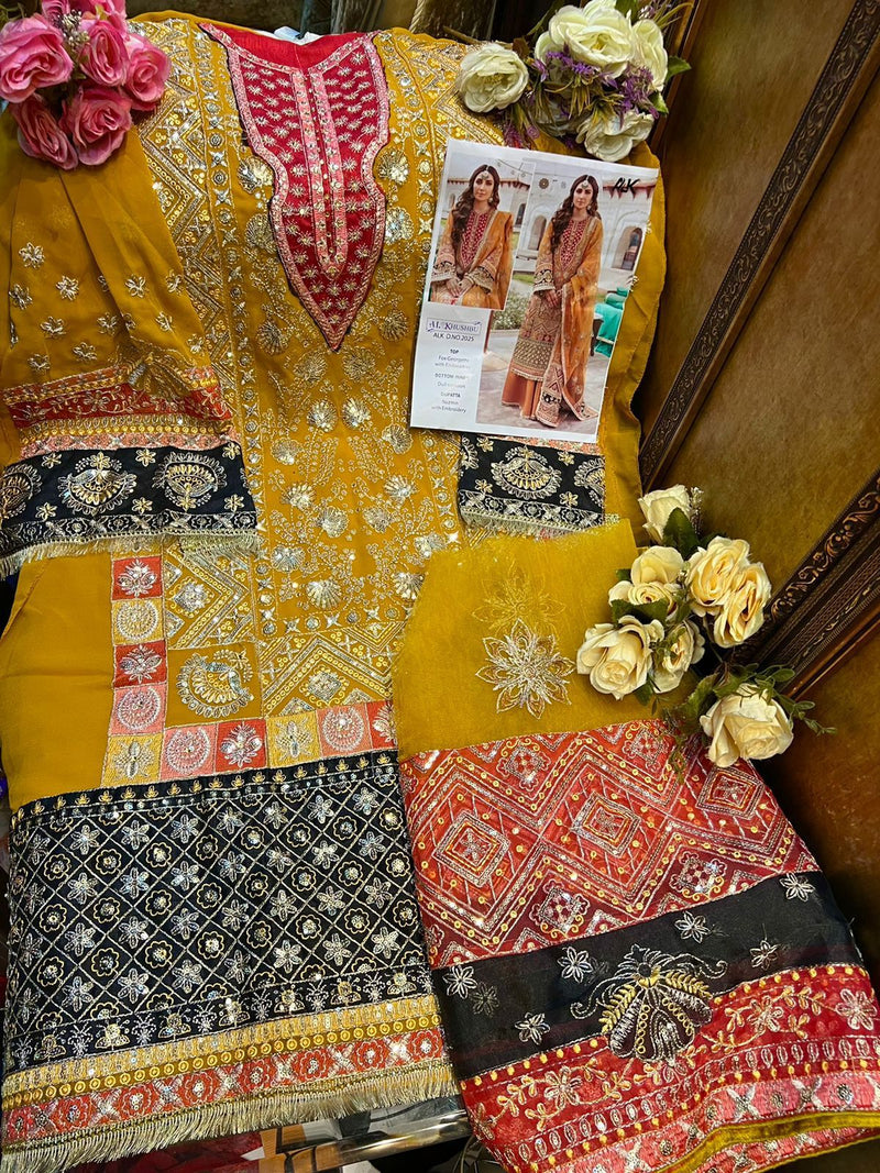 Al Khushbu Dno 2023 Georgette with Heavy Embroidery Work Stylish Designer Pakistani Salwar Kameez