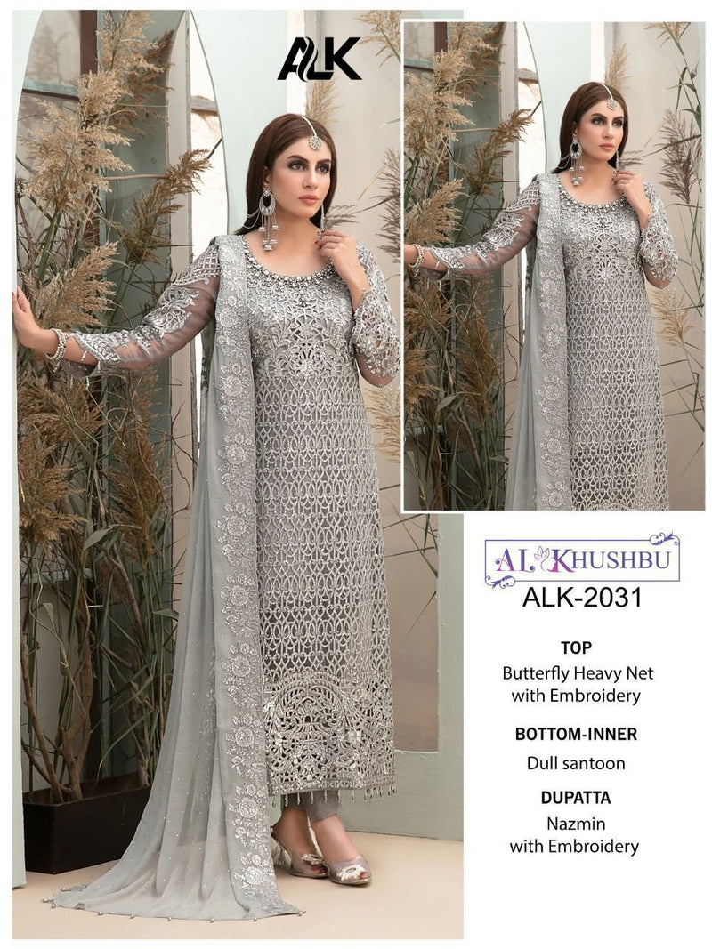 Al Khushbu Dno 2031 Butterfly Net With Heavy Embroidered Stylish Designer Party Wear Salwar Suit