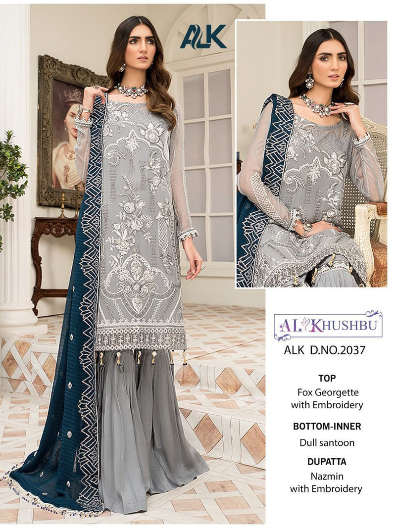 AL Khushbu Dno 2037 Georgette Stylish Designer With Heavy Embroidered Work Party Wear Salwar Suit