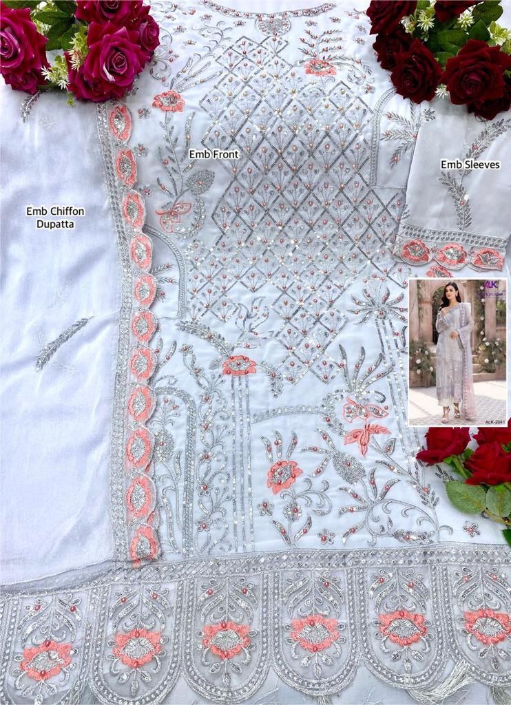 Al Khushbu Dno 2041 Georgette With Heavy Embroidery Stylish Designer Pakistani Salwar Kameez