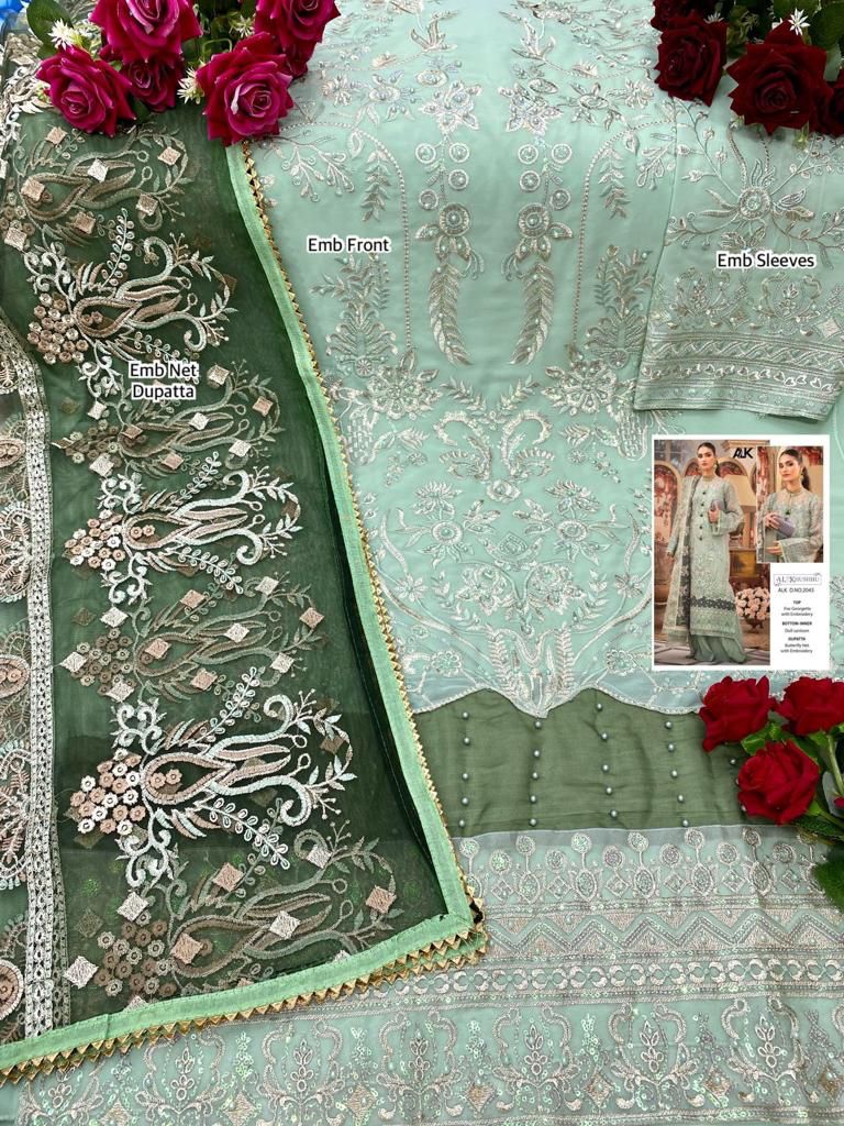 Al Khushbu Dno 2036 Georgette Butterfly Net With Heavy Embroidery Work Stylish Designer Pakistani Salwar Suit