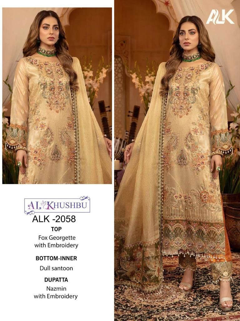 Al Khushbu Dno 2058 Georgette Stylish Designer Party Wear Pakistani Style Salwar Suit
