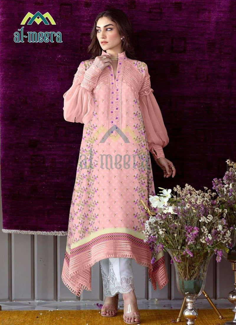 AL Meera 1130 Muslin Designer Pakistani Style Party Wear Kurtis With Pant
