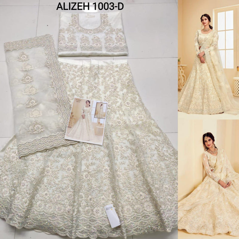 Alizeh The White Bride Dno 1003 D Net Stylish Hand Work Designer Wear Lehenga