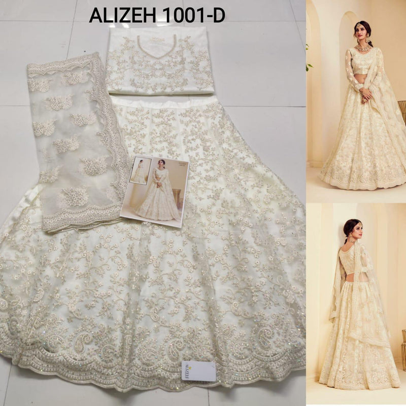 Alizeh The White Bride Dno 1001 D Net Stylish Hand Work Designer Wear Lehenga