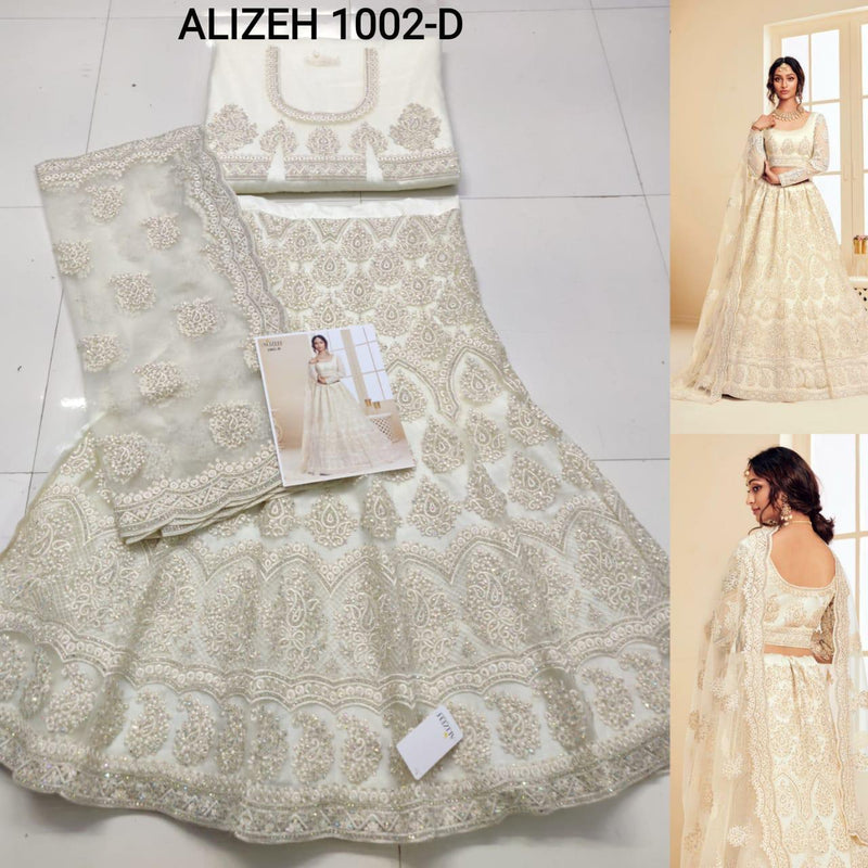 Alizeh The White Bride Dno 1002 D Net Stylish Hand Work Designer Wear Lehenga