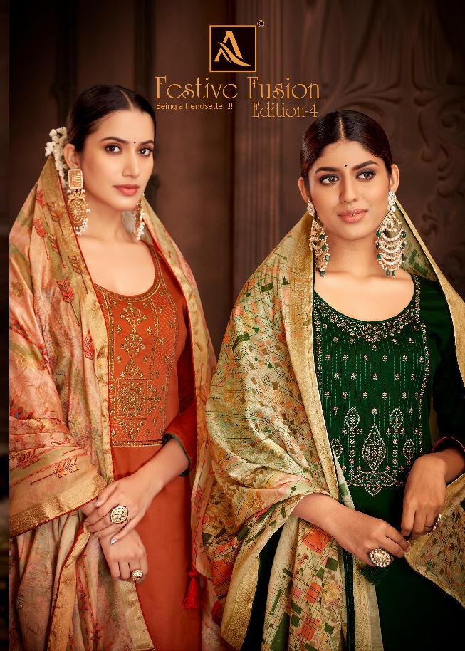 Alok Suit Festive Fusion Elegant Jam Cotton Party Wear Salwar Kameez