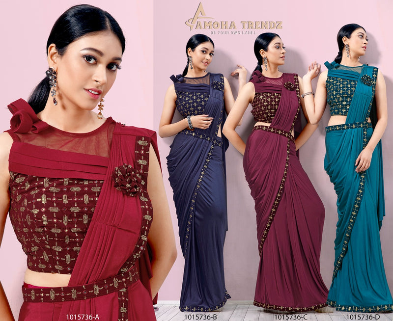 Amoha Trendz Design No 1015736 Imported Lycra Exclusive Sarees