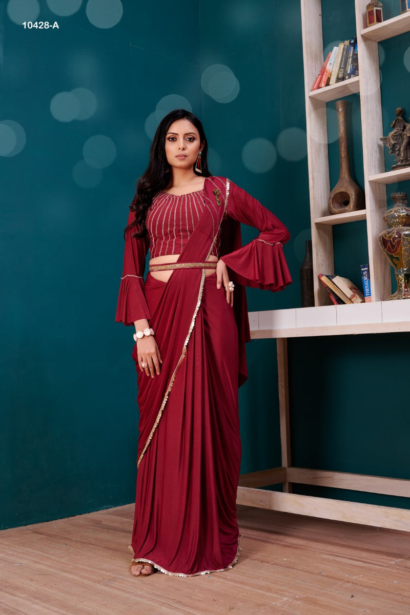 Amoha Trendz Dno 10428 Imported Lycra Stylish Designer Party Wear Gorgeous Saree