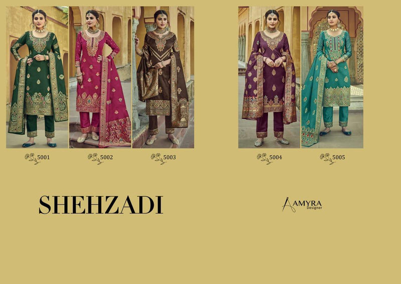 Amyra Designer Shehzadi Silk Jacquard Fancy Diamond Work Bridal Wear Collection