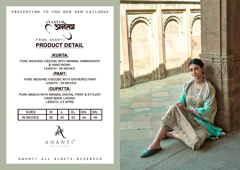 Ananti Anantam Viscose Designer Party Wear Embroidered Kurtis With Bottom & Dupatta