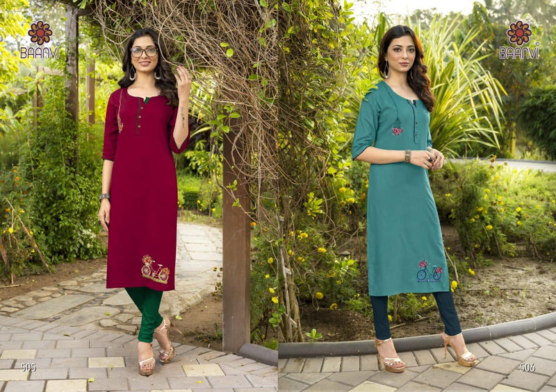 Baanvi Sameera Vol 5 Rayon With Fancy Work Stylish Designer Daily Wear Beautiful Kurti