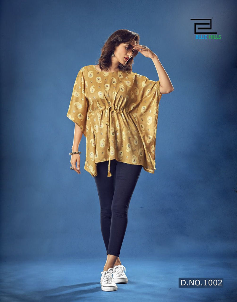 Blue Hills Kaftan Vol 1 Rayon Stylish Designer Printed Casual Wear Kurti