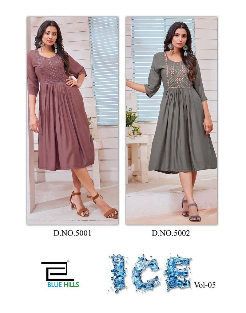 Blue Hill Ice Vol 3 Rayon Stylish Designer Graceful Look Long Kurti