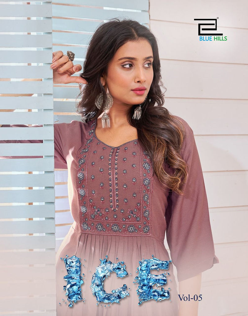 Blue Hill Ice Vol 3 Rayon Stylish Designer Graceful Look Long Kurti