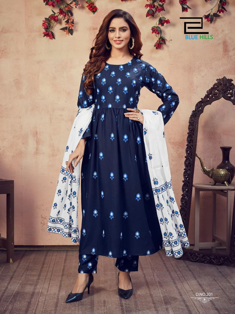 Blue Hills Capture Vol 2 Heavy Rayon With Pure Mal Dupatta Kurti Collection