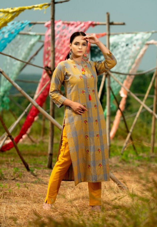 Psyna Poetry Vol 1 Cotton Fancy Kurti With Pant
