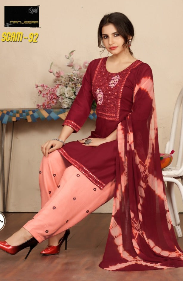 Manjeera Fashion Scam 1992 Rayon Patiyala Style Salwar Suits