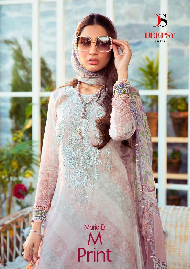 Deepsy Suit Maria B M Print Pure Cotton Print With Embroidery Pakistani Salwar Kameez
