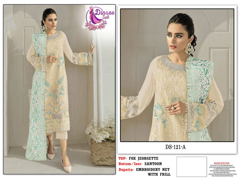 Dinsaa Suit Dno 121 A Georgette With Heavy Embroidery Work Stylish Designer Salwar Kameez