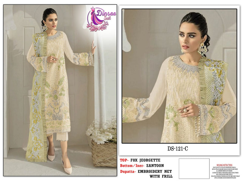 Dinsaa Suit Dno 121 C Georgette With Heavy Embroidery Work Stylish Designer Salwar Suit