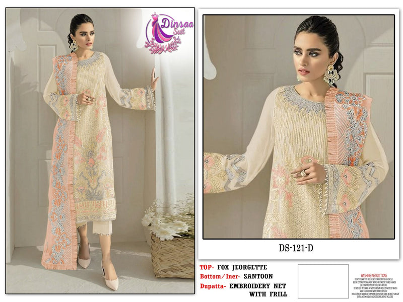 Dinsaa Suit Dno 121 D Georgette With Heavy Embroidery Work Stylish Designer Salwar Suit