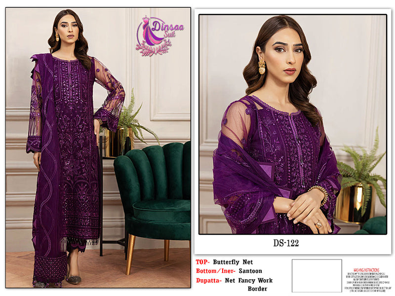 Dinsaa Suit Dno Ds 122 Georgette With Heavy Butterfly Net Stylish Designer Pakistani Party Wear Salwar Suit