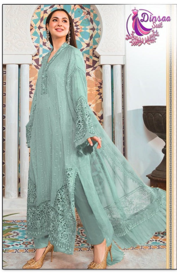 Dinsaa Suit Dno 123 D Georgette With Heavy Embroidery Stylish Designer Pakistani Salwar Suit
