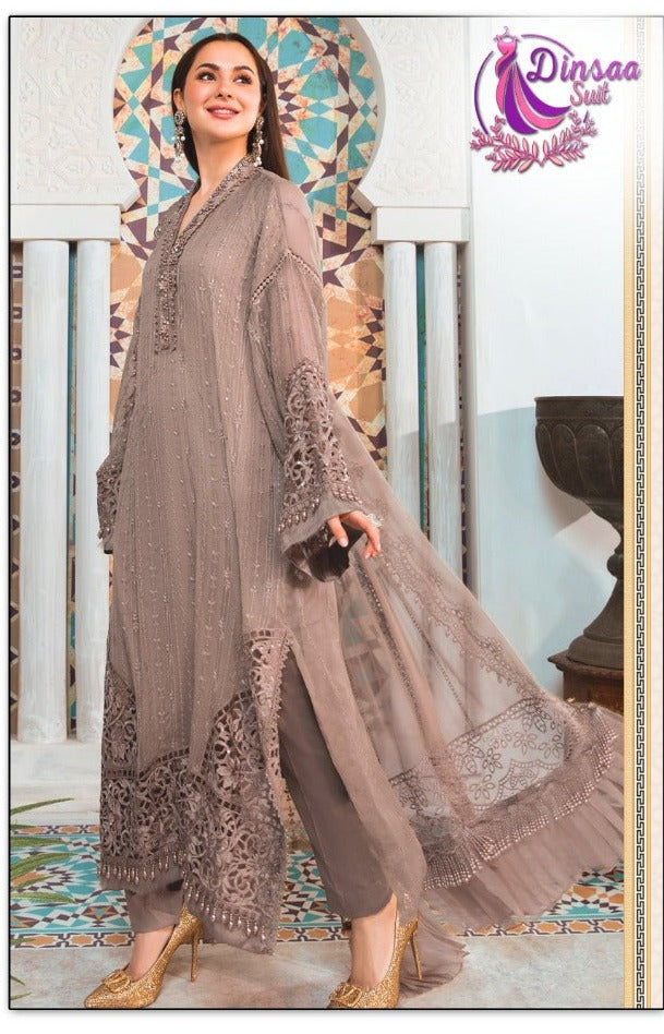 Dinsaa Suit Dno 123 B Georgette With Heavy Embroidery Stylish Designer Pakistani Salwar Suit
