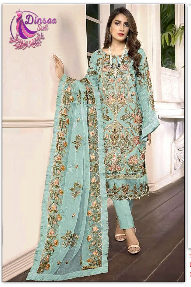 Dinsaa Suit Dno 114 C Georgette With Heavy Embroidery Stylish Designer Pakistani Party Wear Salwar Kameez