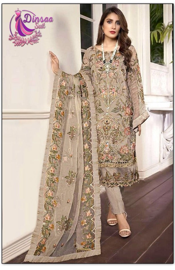 Dinsaa Suit Dno 114 B Georgette With Heavy Embroidery Stylish Designer Pakistani Party Wear Salwar Kameez