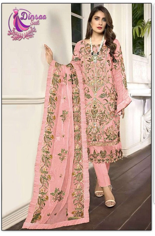 Dinsaa Suit Dno 114 D Georgette With Heavy Embroidery Stylish Designer Pakistani Party Wear Salwar Kameez