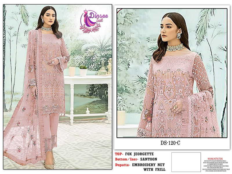 Dinsaa Dno 120 C Fox Georgette With Heavy Embroidery Stylish Designer Pakistani Salwar Kameez